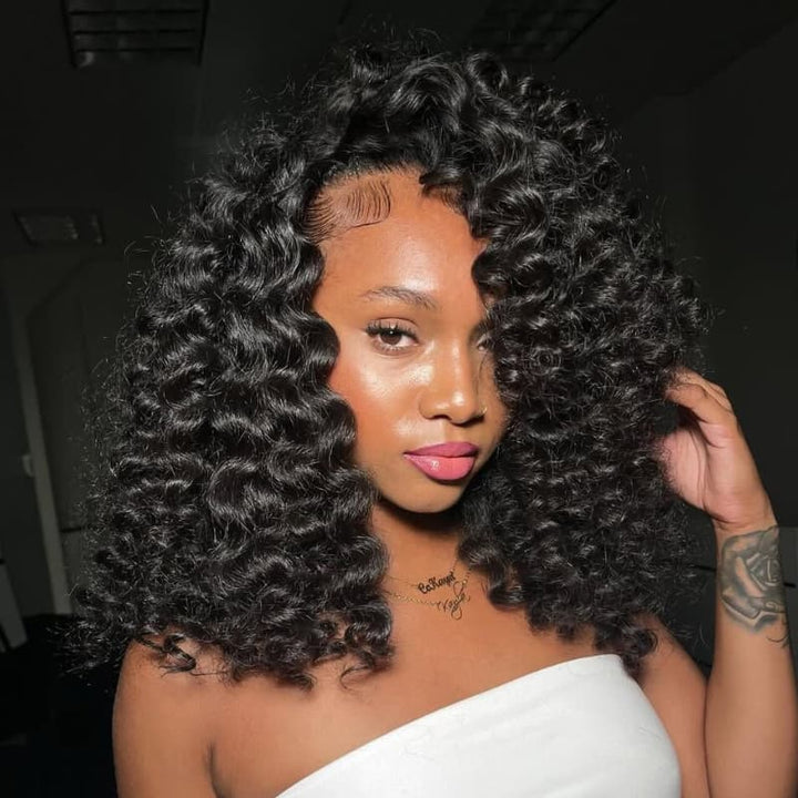 SZC Elegant Short Bob Bouncy Loose Curls 13x4 Lace Front Human Hair Wigs
