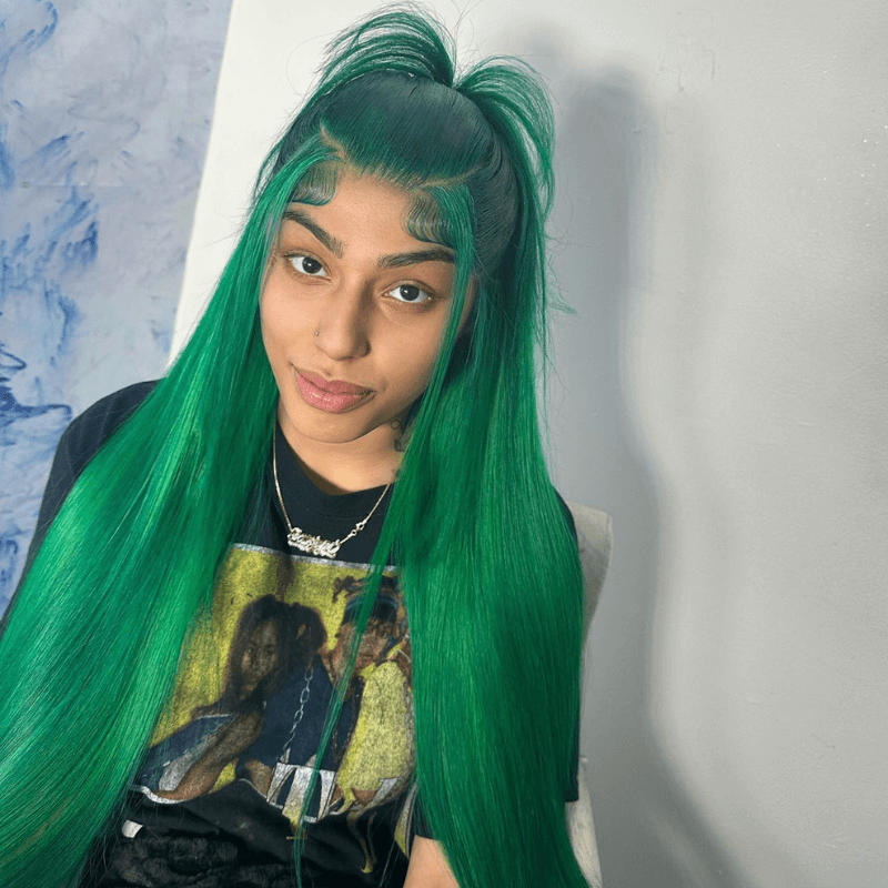 SZC Emerald Green Color 13x4 Lace Frontal Virgin Straight Human Hair Wig