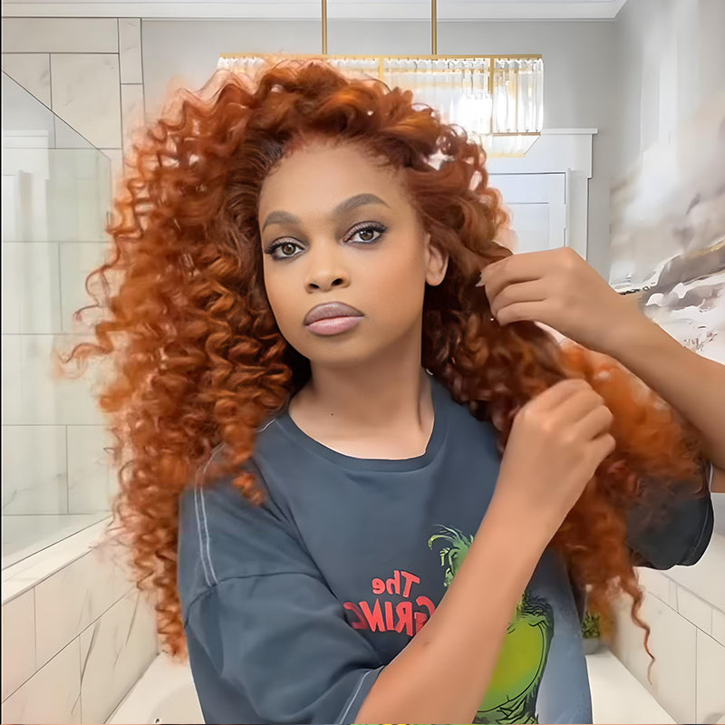 SZC Ginger Bouncy Loose Curls 13x4 Lace Front Human Hair Wigs