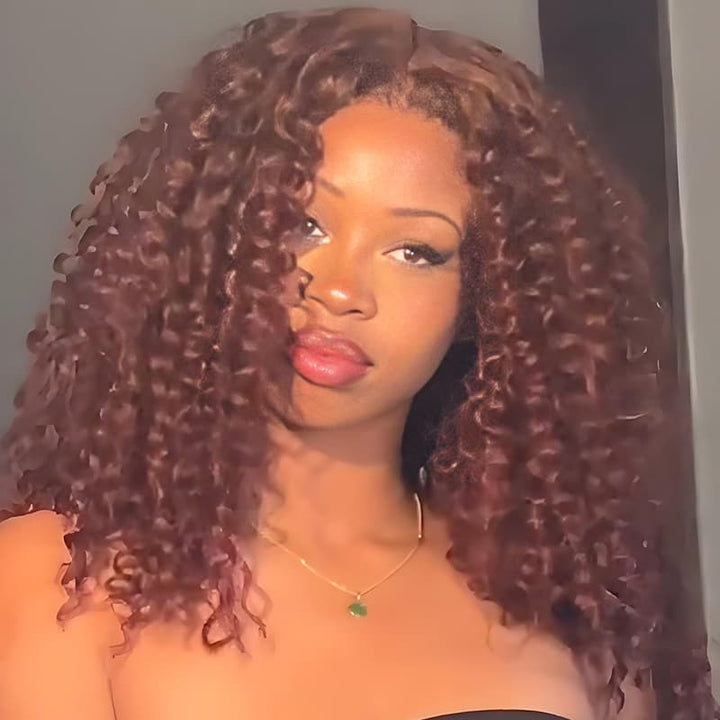 SZC Ginger Orange Spanish Crimped Loose Curls Virgin Human Hair Wigs