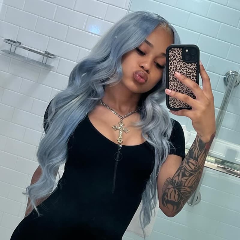 SZC Grayish Blue 13x4 Lace Front Virgin Human Hair Wigs 200 Density