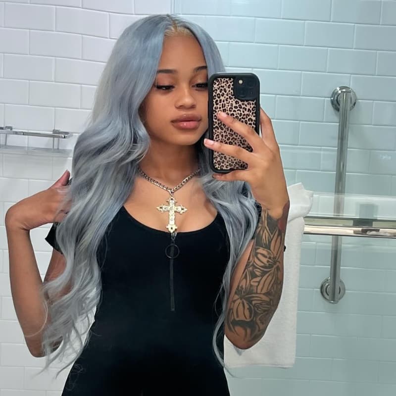 SZC Grayish Blue 13x4 Lace Front Virgin Human Hair Wigs 200 Density
