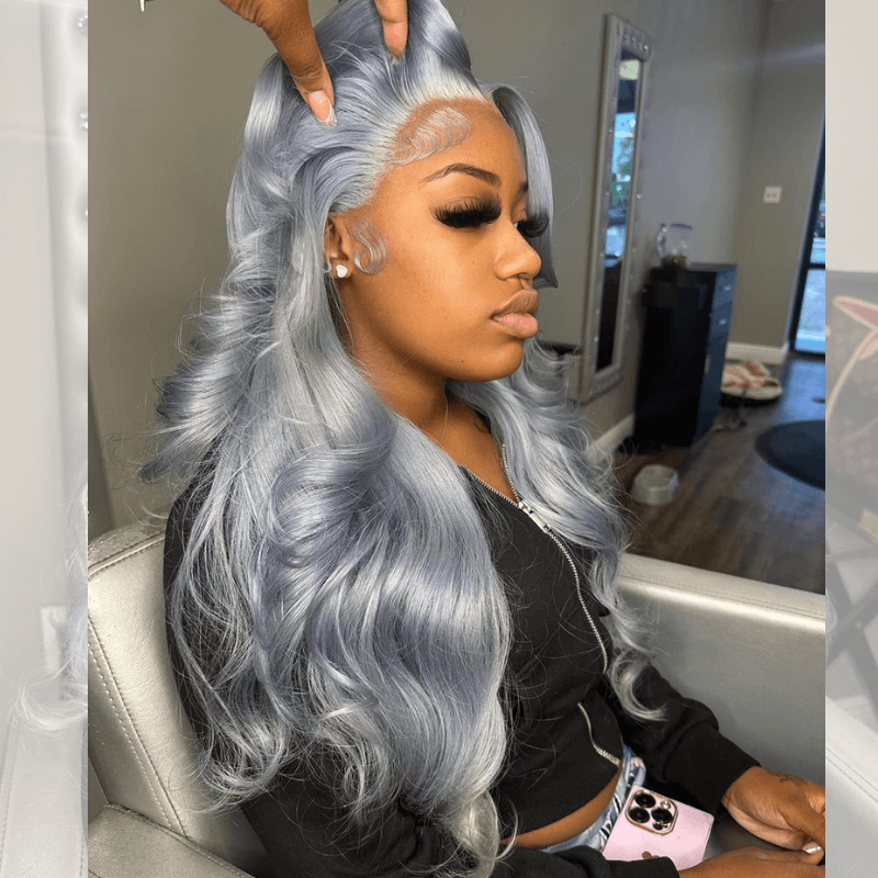 SZC Grey 200 Density 13x4 HD Lace Front Body Wave Virgin Human Hair Wigs