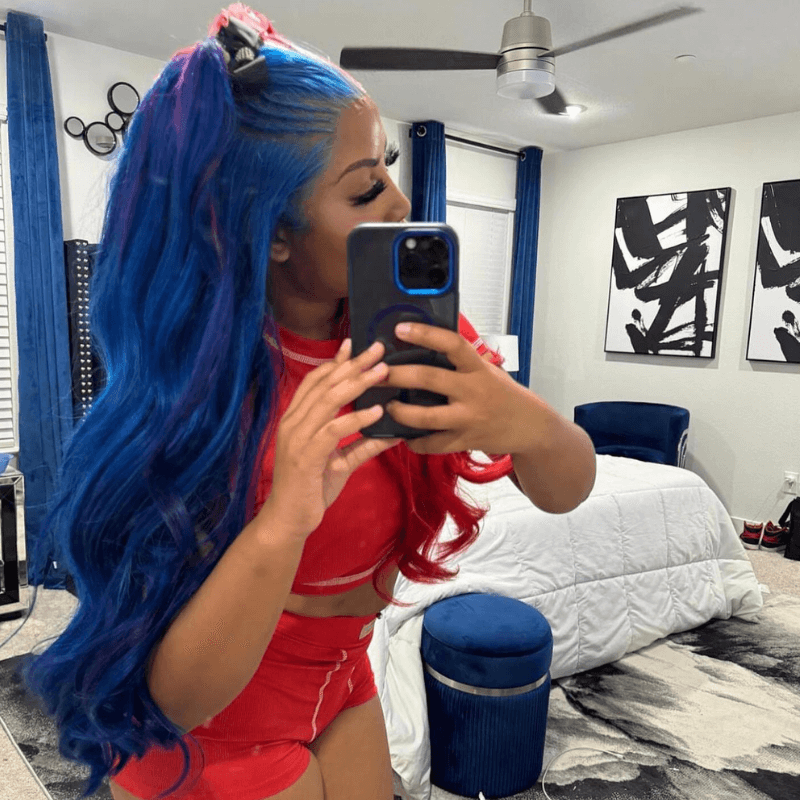SZC Half Blue Half 99J Red 13x4 HD Lace Front Virgin Human Hair Wigs