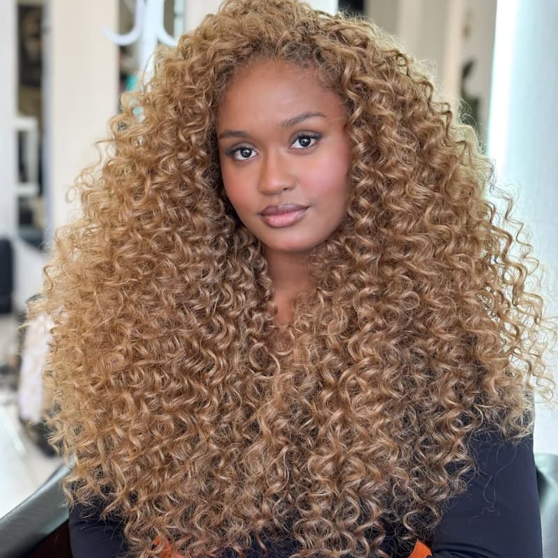 SZC Strawberry Honey Blonde Tighter Curls 250 300 Density 13x4 HD Lace Front Human Hair Wigs