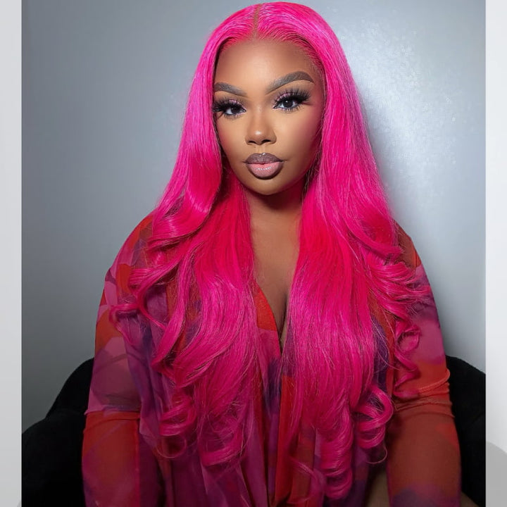 SZC Hot Pink Body Wave 13x4 Lace Front Virgin Remy Human Hair Wigs