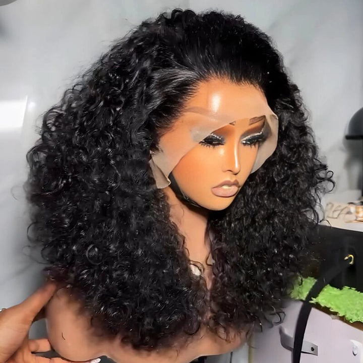 SZC Luxury Kinky Curly Volume Short Bob 13x4 Lace Front Virgin Human Hair Wigs