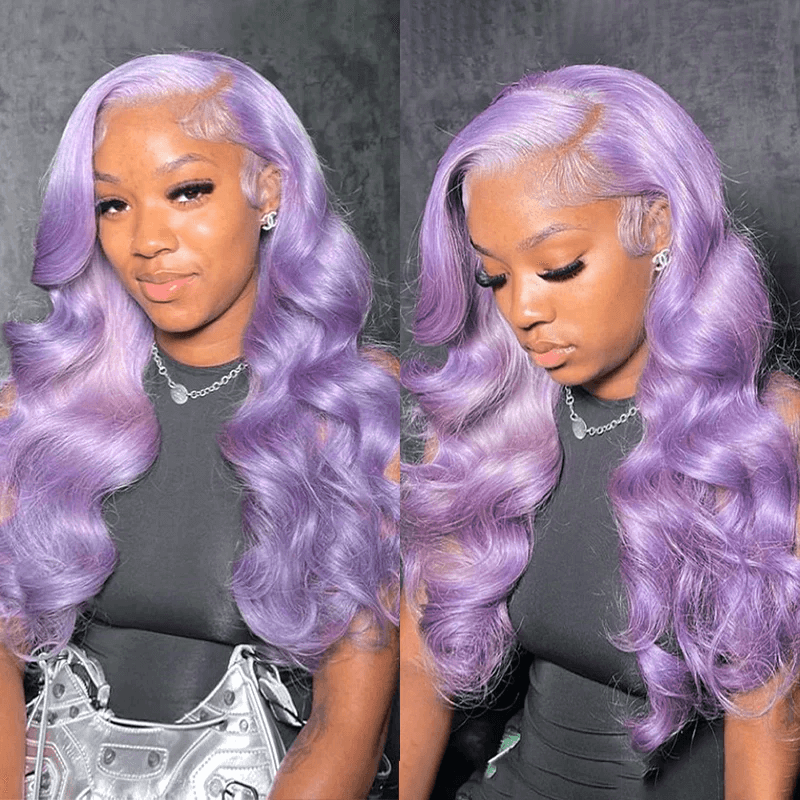 SZC Lavender Purple 13X4 HD Lace Front Human Hair Wigs 200 Density