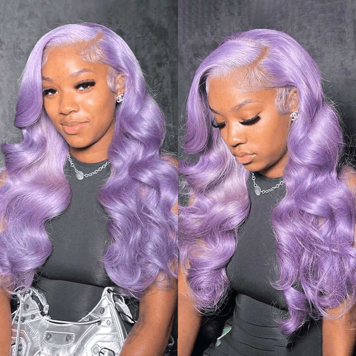 SZC Lavender Purple 13X4 HD Lace Front Human Hair Wigs 200 Density