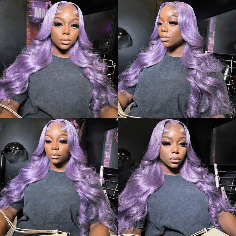 SZC Lavender Purple 13X4 HD Lace Front Human Hair Wigs 200 Density