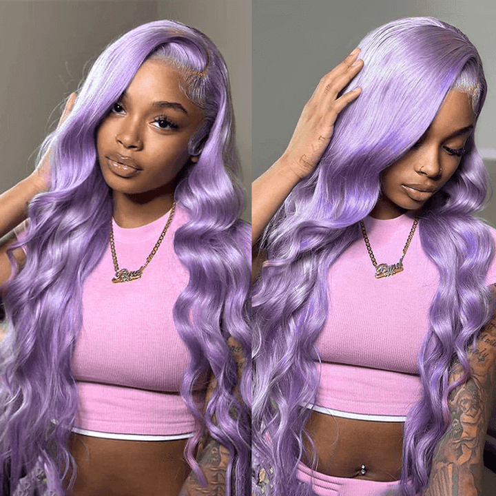SZC Lavender Purple 13X4 HD Lace Front Human Hair Wigs 200 Density