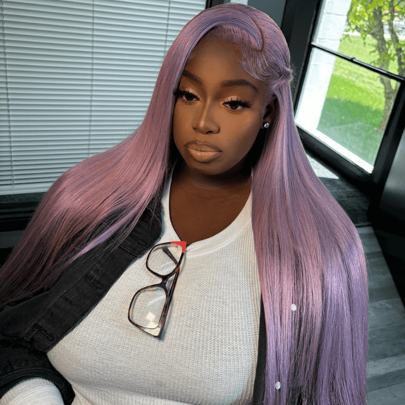 SZC Lavender Purple Bone Straight 13x4 Lace Front Virgin Human Hair Wigs