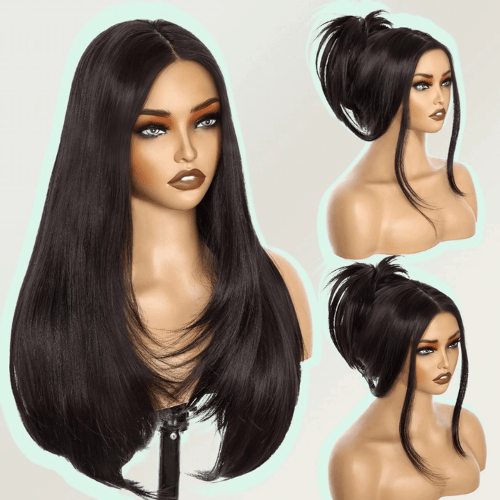 SZC Layered Cut Black 99J Red Ginger Honey Blonde 13x4 HD Lace Front Human Hair Wigs