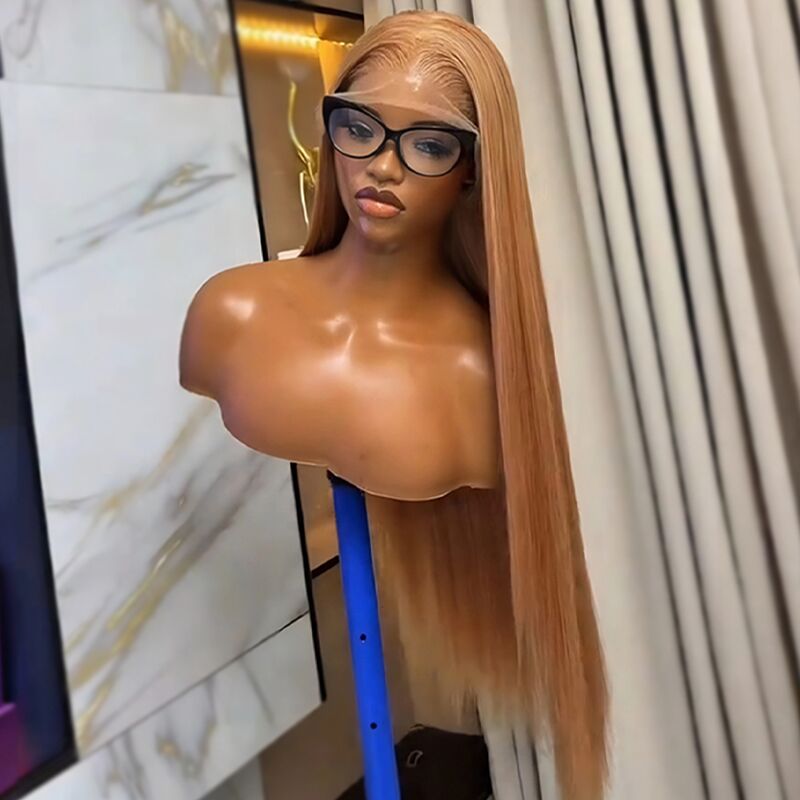 SZC Light Honey Caramel Blonde 13x4 Lace Front Virgin Human Hair Wigs 200 Density