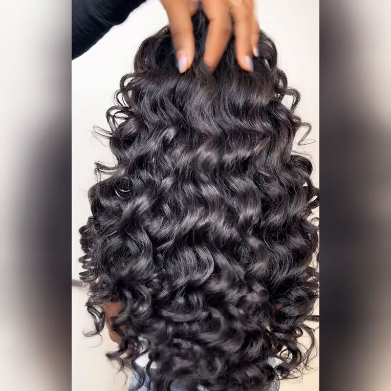 SZC Loose Wave Curls 250 300 Density 13x4 Transparent Lace Front  Human Hair Wigs
