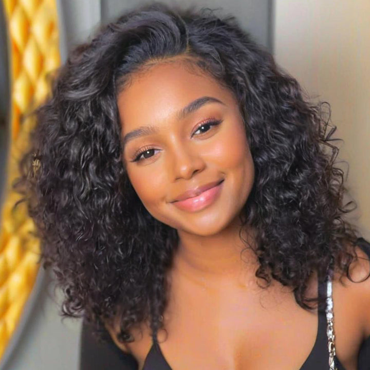 SZC Mature Elegant Bob Water Wave 13x4 Lace Front Human Hair Wigs