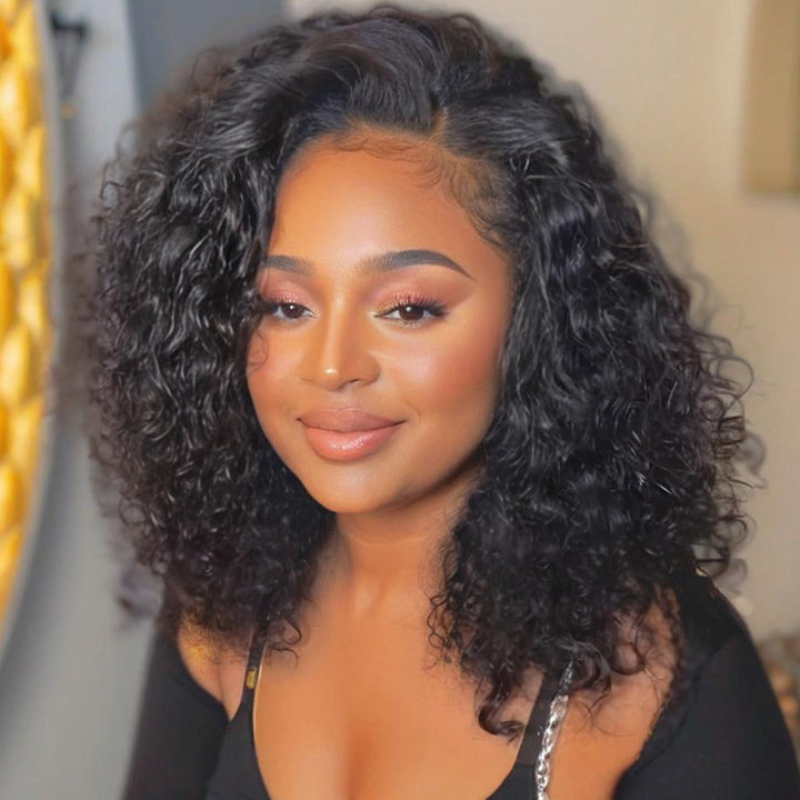 SZC Mature Elegant Bob Water Wave 13x4 Lace Front Human Hair Wigs