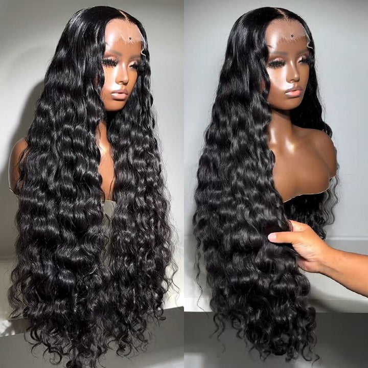 SZC Natural Loose Water Wave 250 300 Density 13x4 Lace Front Human Hair Wig