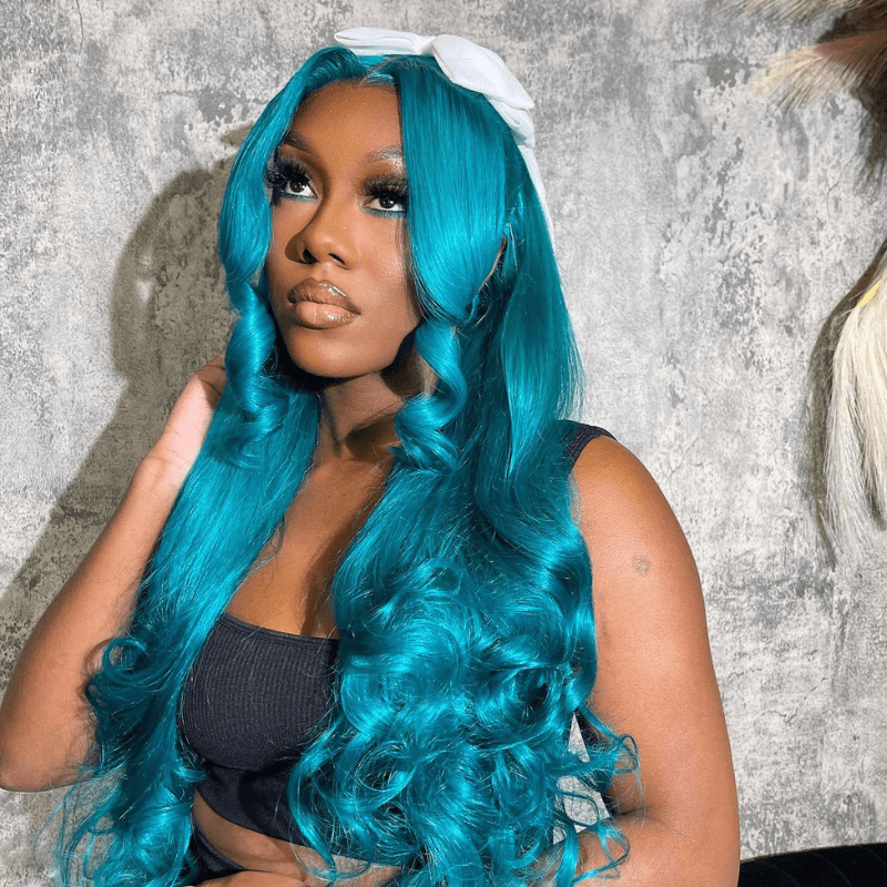 SZC Ocean Blue Straight Body Wave HD Lace Front Virgin Human Hair Wigs