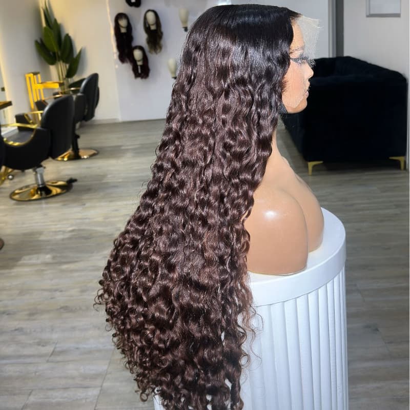 SZC Ombre Brown Dark Roots Burmese Curly 13x4 Lace Front Human Hair Wig 250 300 Density