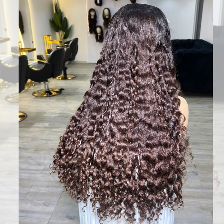 SZC Ombre Brown Dark Roots Burmese Curly 13x4 Lace Front Human Hair Wig 250 300 Density