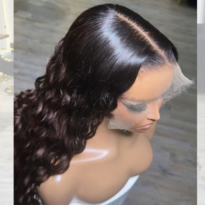 SZC Ombre Brown Dark Roots Burmese Curly 13x4 Lace Front Human Hair Wig 250 300 Density