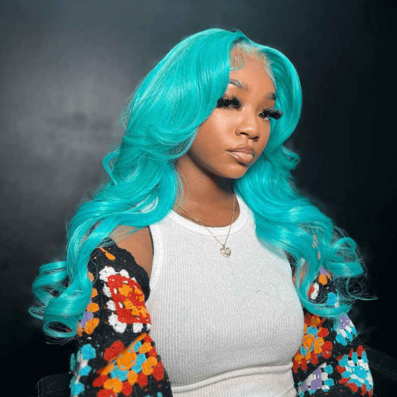 SZC Pastel Green Body Wave 13x4 HD Lace Front Virgin Human Hair Wigs