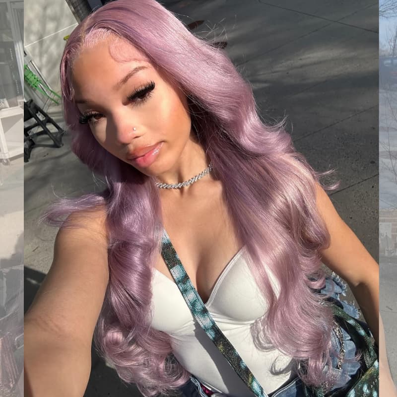SZC Pastel Light Lavender Purple 13x4 Lace Front Virgin Human Hair Wigs