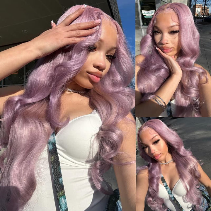 SZC Pastel Light Lavender Purple 13x4 Lace Front Virgin Human Hair Wigs