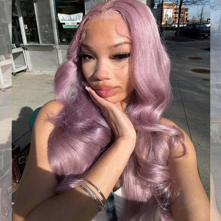 SZC Pastel Light Lavender Purple 13x4 Lace Front Virgin Human Hair Wigs