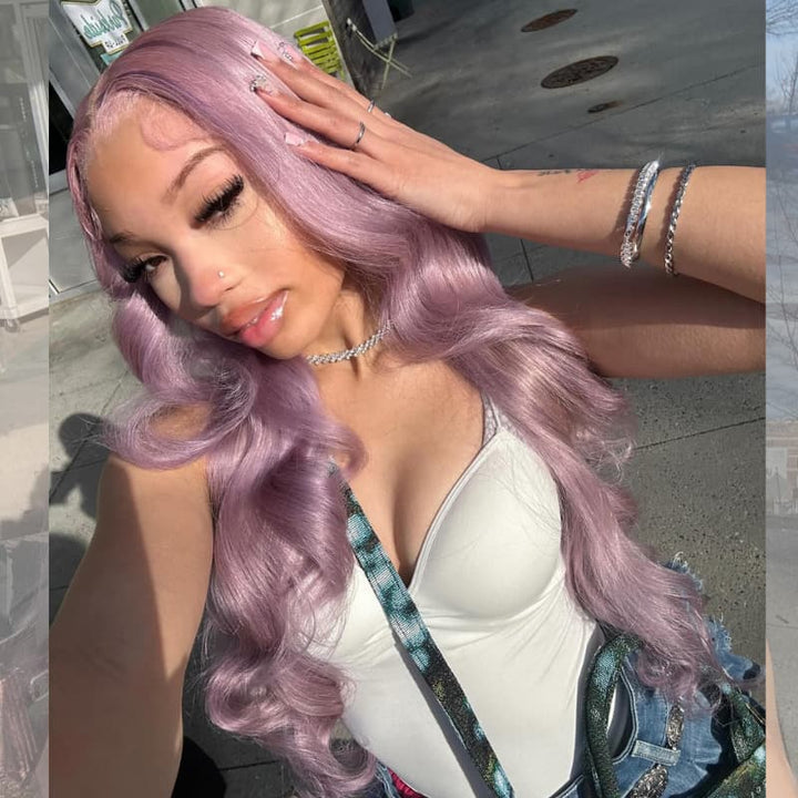 SZC Pastel Light Lavender Purple 13x4 Lace Front Virgin Human Hair Wigs