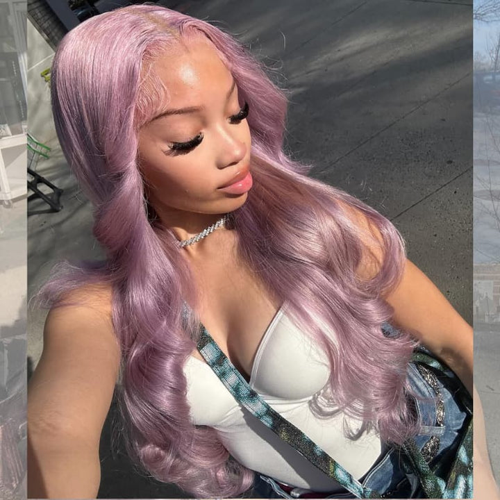 SZC Pastel Light Lavender Purple 13x4 Lace Front Virgin Human Hair Wigs