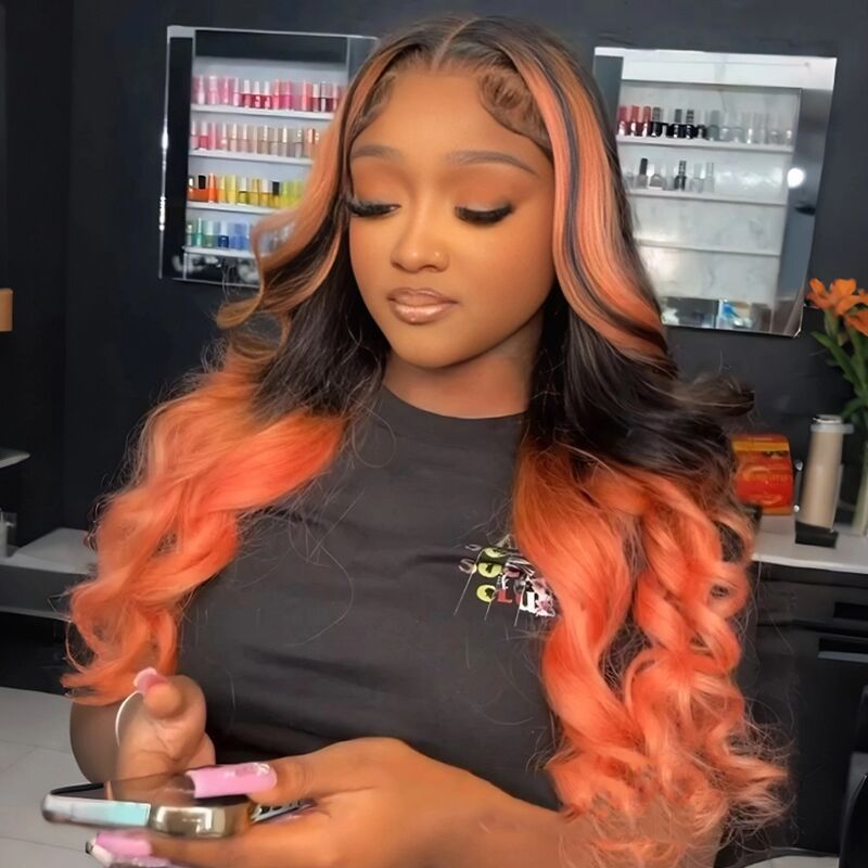 SZC Peachy Pink Orange 13x4 Lace Front Virgin Human Hair Wigs
