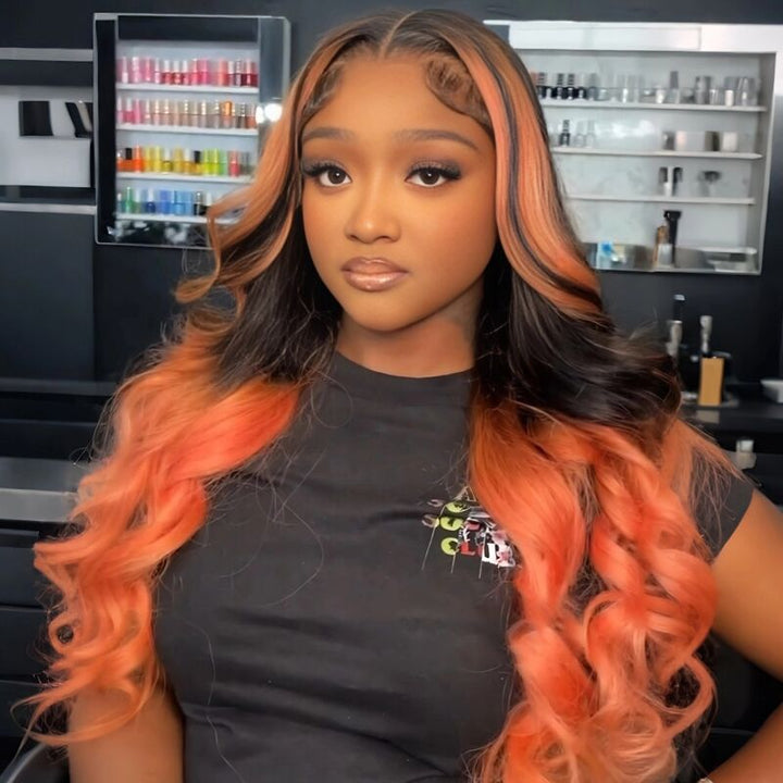 SZC Peachy Pink Orange 13x4 Lace Front Virgin Human Hair Wigs