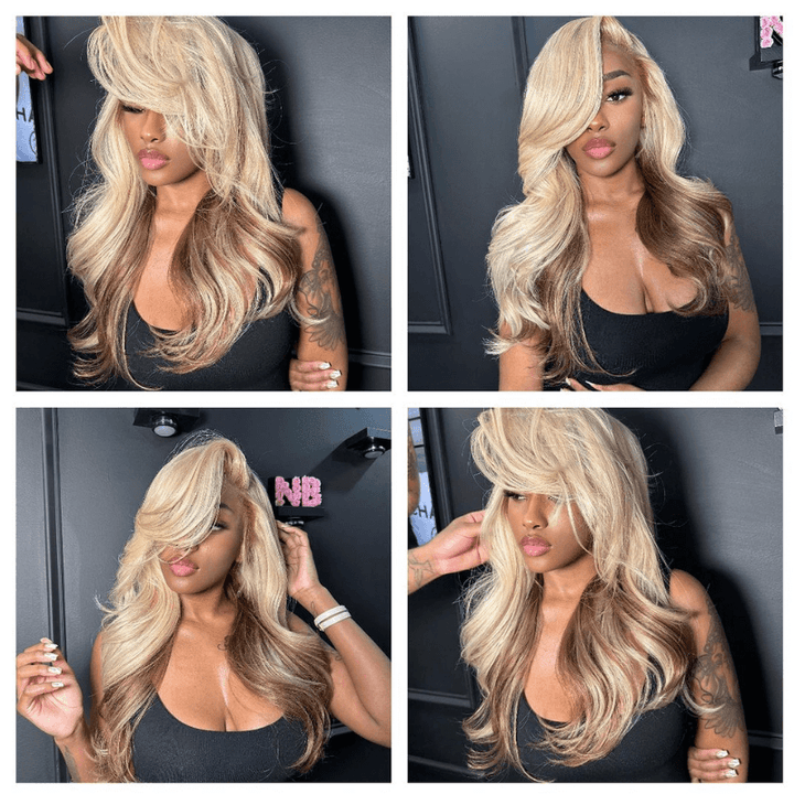 SZC Peekaboo Blonde Brown 200 Density 13x4 Lace Front Human Hair Wigs