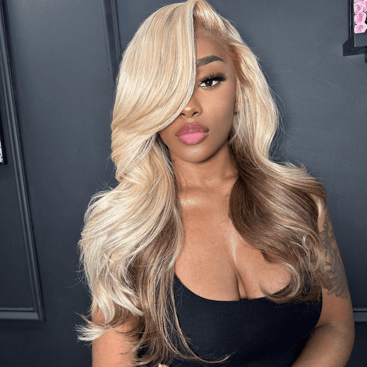 SZC Peekaboo Blonde Brown 200 Density 13x4 Lace Front Human Hair Wigs