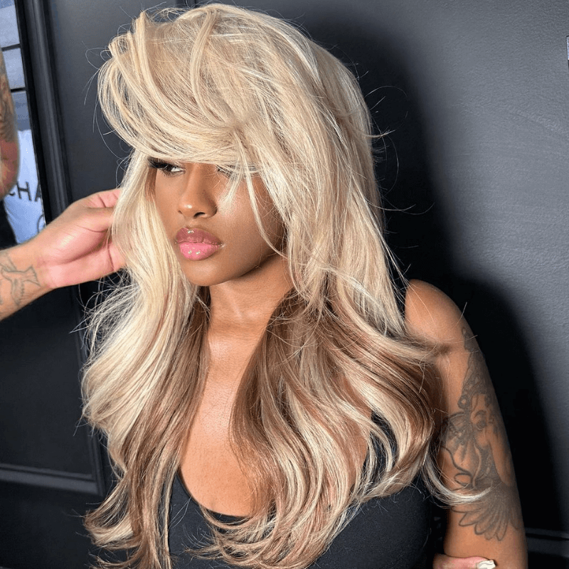 SZC Peekaboo Blonde Brown 200 Density 13x4 Lace Front Human Hair Wigs