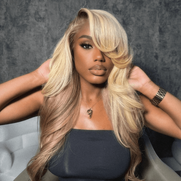 SZC Peekaboo Blonde Brown 200 Density 13x4 Lace Front Human Hair Wigs