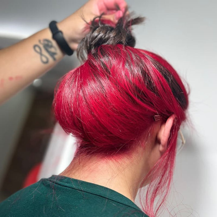 SZC Peekaboo Dark Brown Hot Pink Streaks 13x4 Lace Front Human Hair Wigs