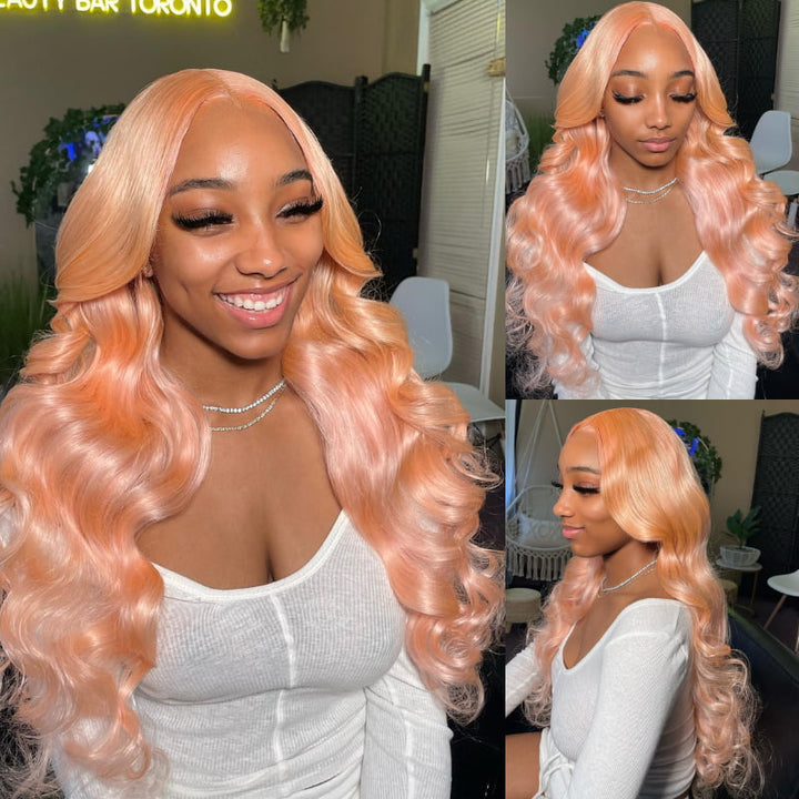 SZC Pinkish Blonde Body Wave 13x4 Lace Front Virgin Human Hair Wigs