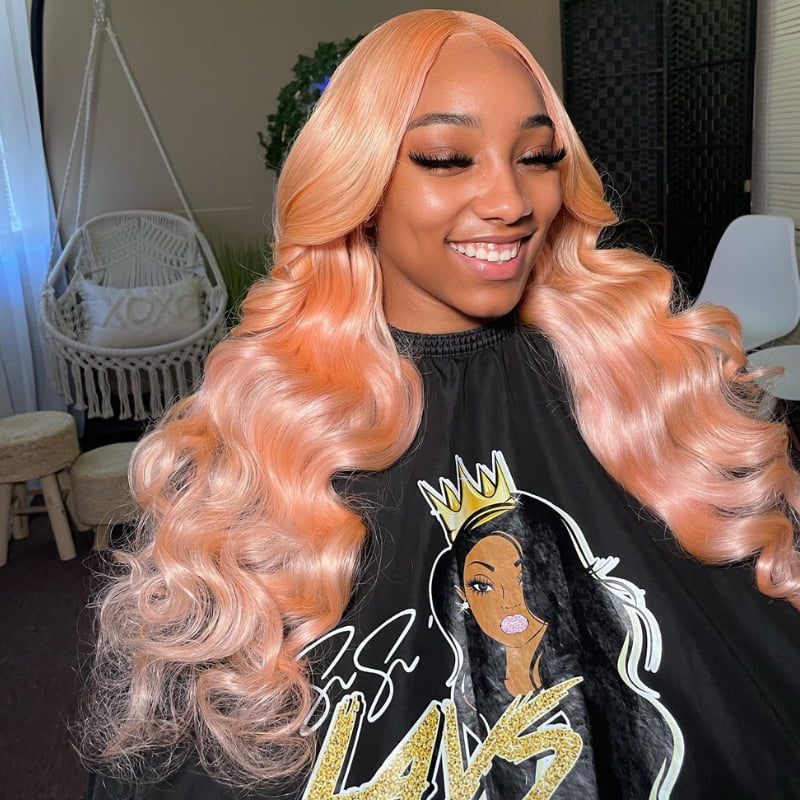 SZC Pinkish Blonde Body Wave 13x4 Lace Front Virgin Human Hair Wigs