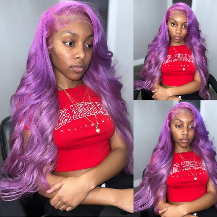 SZC Pinkish Lavender Purple 13x4Lace Front Virgin Human Hair Wig