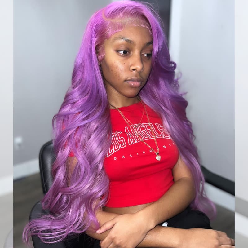 SZC Pinkish Lavender Purple 13x4Lace Front Virgin Human Hair Wig