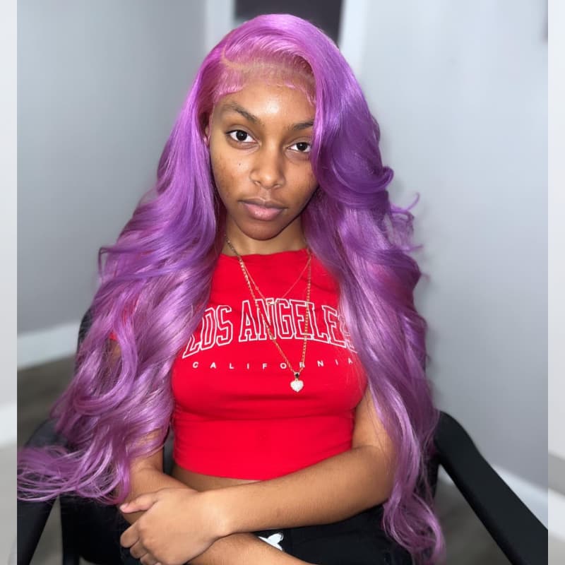 SZC Pinkish Lavender Purple 13x4Lace Front Virgin Human Hair Wig