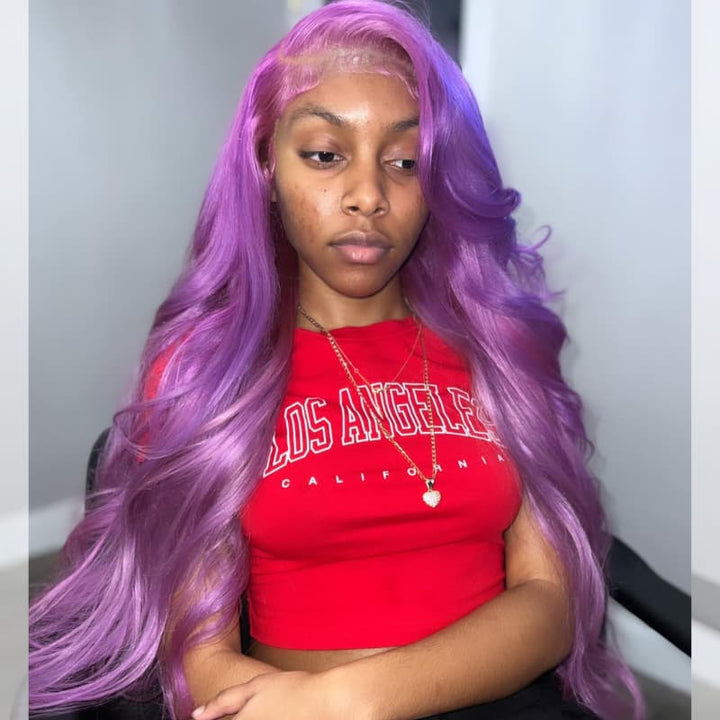 SZC Pinkish Lavender Purple 13x4Lace Front Virgin Human Hair Wig