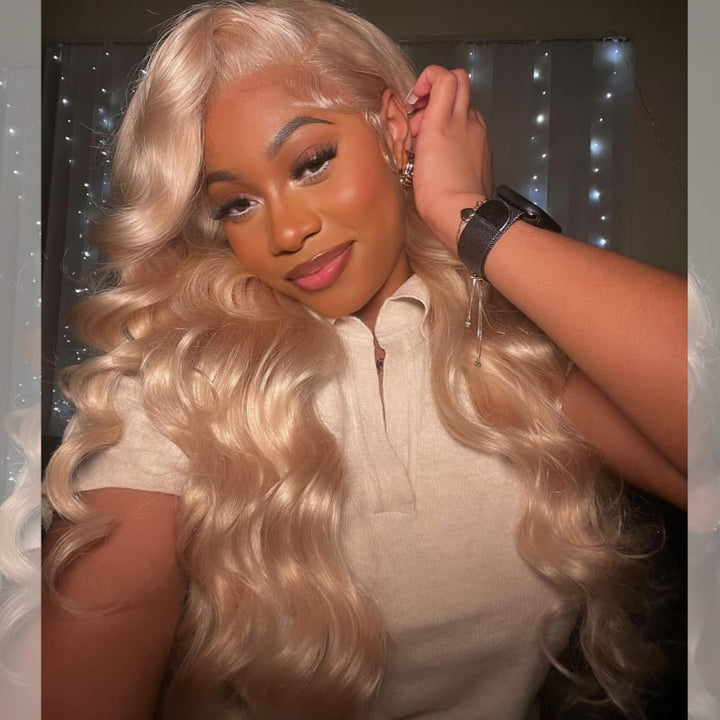 SZC Platinum Honey Blonde Body Wave 13x4 Lace Front Virgin Hair Wigs