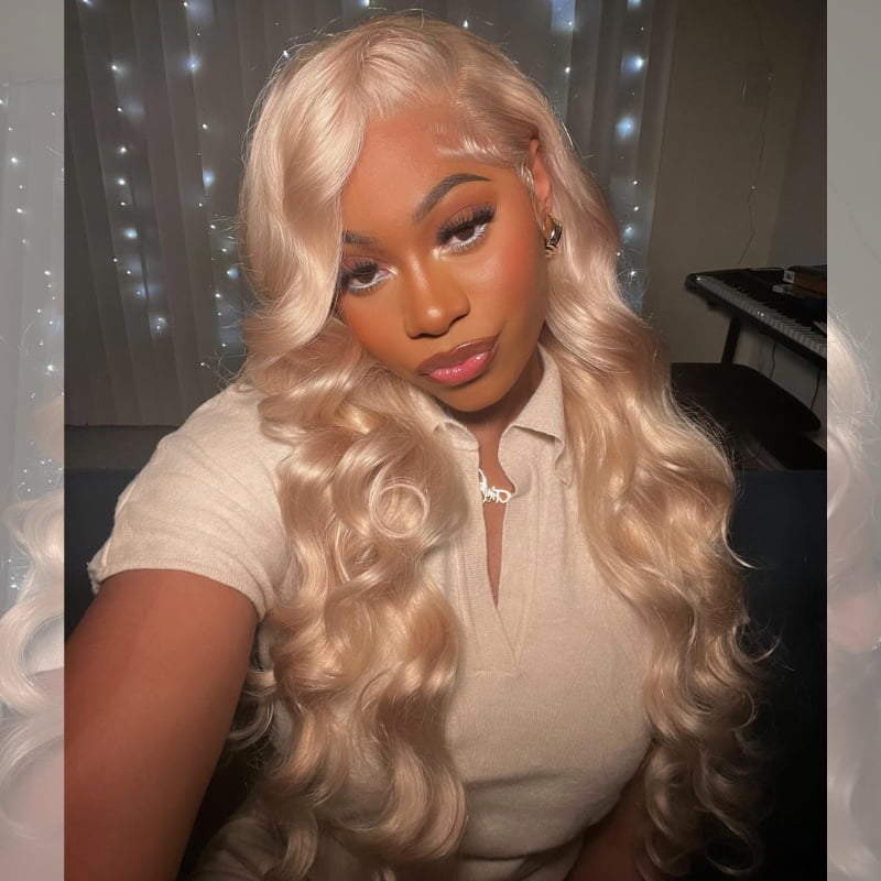 SZC Platinum Honey Blonde Body Wave 13x4 Lace Front Virgin Hair Wigs