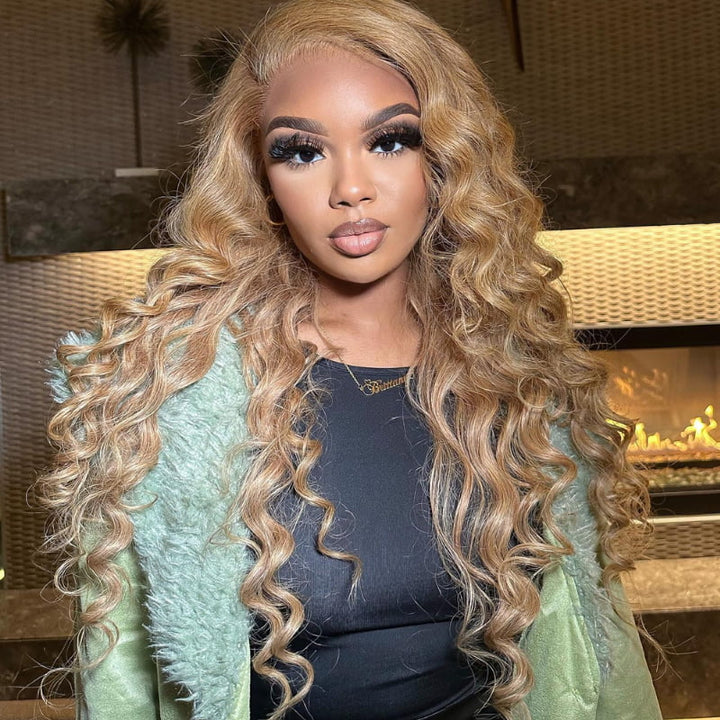 SZC Platinum Strawberry Blonde 13x4 Lace Front Virgin Human Hair Wigs