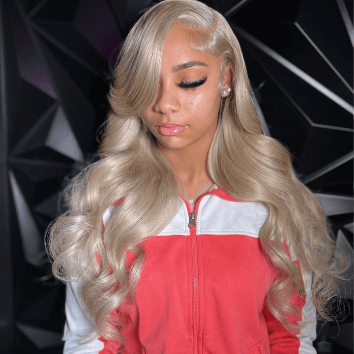 SZC Platinum Strawberry Honey Blonde Body Wave Lace Front Human Hair Wigs