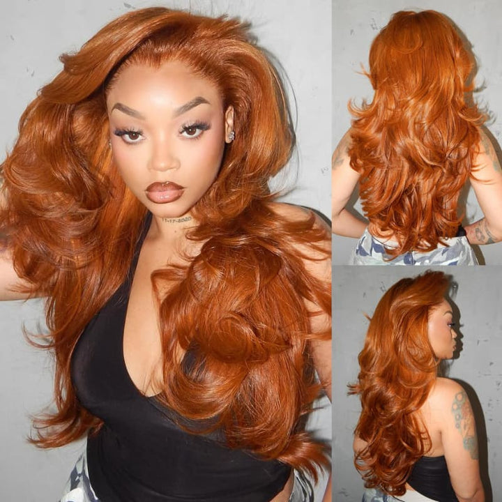 SZC Ginger Orange 13x4 Lace Front Virgin Human Hair Wigs 200 Density